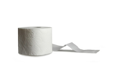 Roll of toilet paper isolated on white background