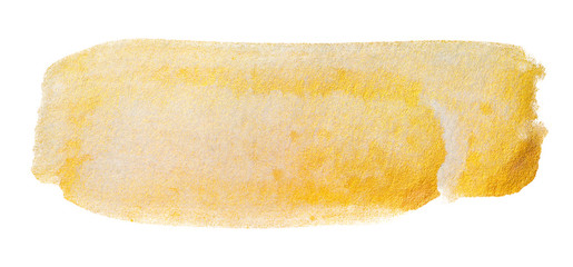 yellow gold shiny paint stain. with paper texture on a white background