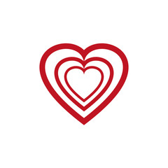 Red heart icon logo. Heart frame strokes design