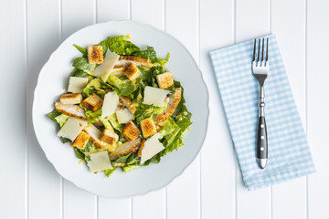 Chicken Caesar Salad with Cheese and Croutons
