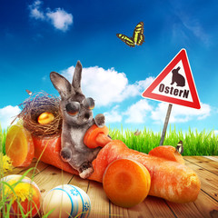 Osterhase unterwegs zum Osterfest!