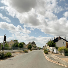 Naklejka premium Empty streets and sidewalks in the Loire Valley, France
