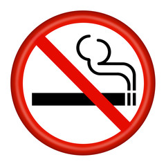 3D no smoking button with clipping path