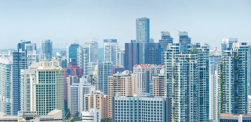 Gordijnen Panorama of Singapore real estate © joyt