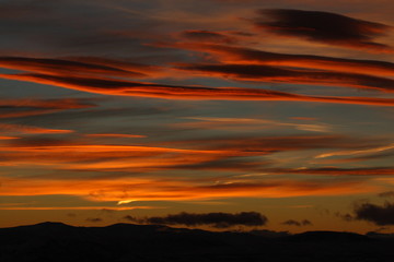 Beautiful sunset with orange clouds