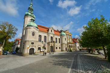 Fototapeta na wymiar A Beautiful City View Of Pszczyna In Poland. Pszczyna Was A Part Of Katowice Voivodeship From 1975 Until Administrative Reform In 1998