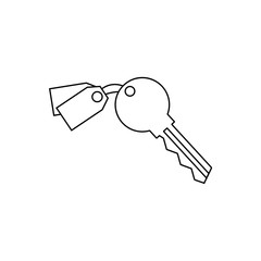Key with tag outline icon isolated. Symbol, logo illustration for mobile concept, web design and games.