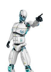 test machine pointing to the future