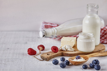 Milk and dairy products.  Milk, cottage cheese, , yogurt, cream and butter
