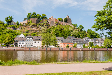 Saarburg, Saar, Fluss, Burg, Ruine, Staden, Schiffsanlegestelle, Stadt, Altstadt, Schifffahrt,...