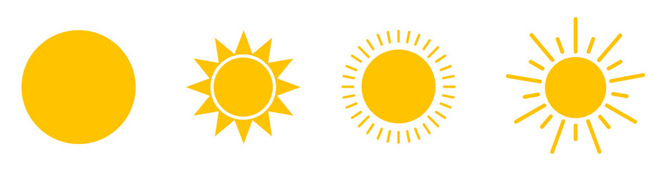 Solar icons. Set of sun images on a white background. Solar symbols.Vector - obrazy, fototapety, plakaty