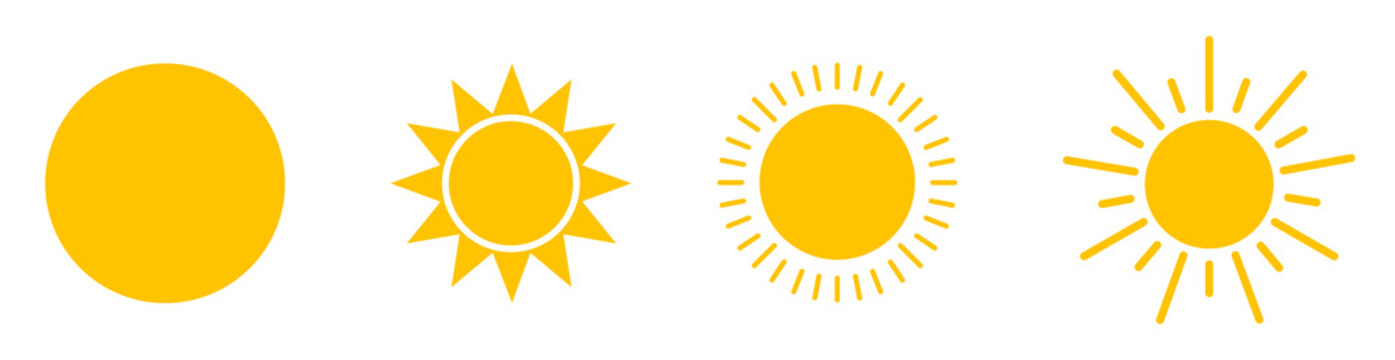 Solar icons. Set of sun images on a white background. Solar symbols.Vector