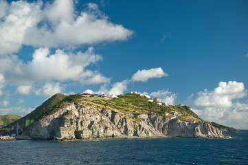 Fototapeta na wymiar Distant Caribbean Islands from a Cruise ship