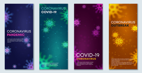 Virus epidemic coronavirus COVID-19 realistic background set - obrazy, fototapety, plakaty