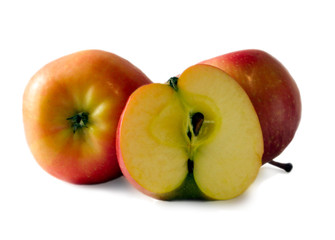 Fresh red apples. The image is isolated on a white background.
