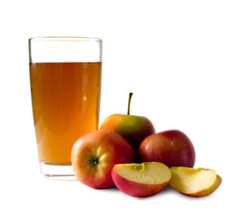 Fresh Apple juice in a glass. The image is isolated on a white background.