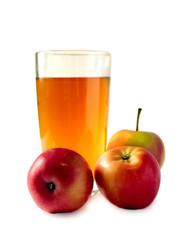 Fresh Apple juice in a glass. The image is isolated on a white background.