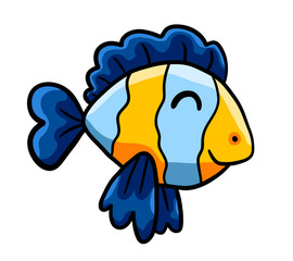 Stylized Happy Blue Fish