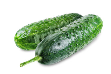 Fresh cucumber on a white isolated background