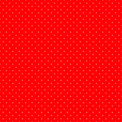 White dots on a red background. Abstract seamless mosaic background. Pixels backdrop.