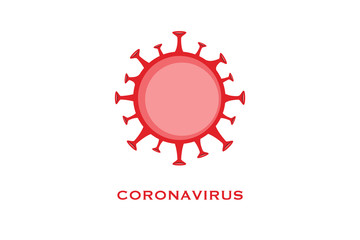 Coronavirus cellnvector illustration icon COVID-19 red isolated on white background dangerous Chinese flu bacteria 2019-nCoV 