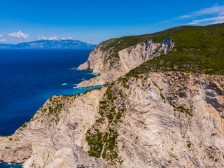 Greece. Zakynthos island. Coast of the Ionian Sea. Popular tourist spot. Drone. Aerial view