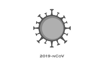 Coronavirus cell COVID-19 vector illustration 3d icon grey isolated on white background dangerous Chinese flu bacteria 2019-nCoV 