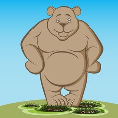 The bear defeats the coronovirus COVID-19. Corona Virus. Very dangerous and predatory virus. The virus that causes the disease in humans, from the common cold to SARS. 2019-nCoV. Vector illustration