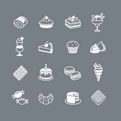 Desserts and pastries icons set