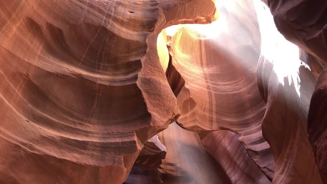 Amazing rock formations of Antelope Canyon against the sky