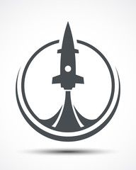 Rocket illustration. Futuristic spaceship background.