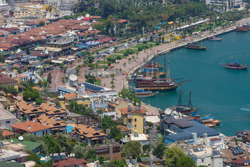 Fototapeta na wymiar Turkey. Sea port of Alanya. View from the bird's-eye view.