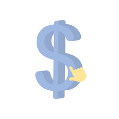 money symbol and hand cursor icon, flat style