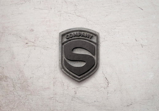 Concrete Sign Logo Mockup on Wall