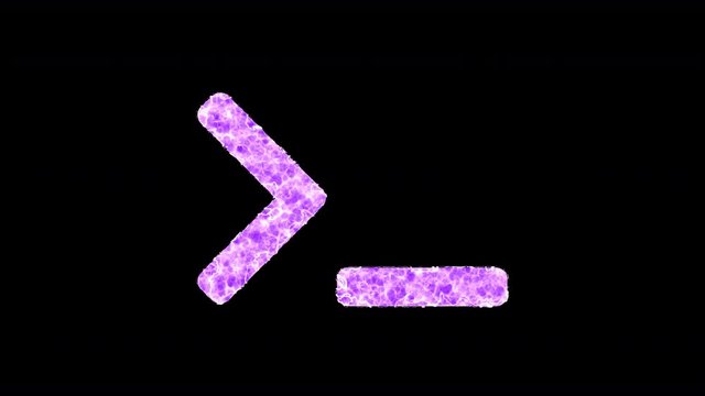 Symbol terminal shimmers in three colors: Purple, Green, Pink. In - Out loop. Alpha channel Premultiplied - Matted with color black