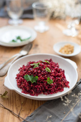 Beetroot and Buckwheat Risotto with Parsley