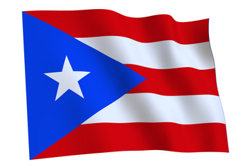 Flag of Puerto Rico waving in the wind