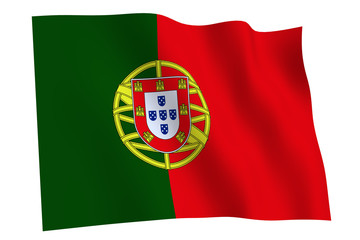 Flag of Portugal waving in the wind