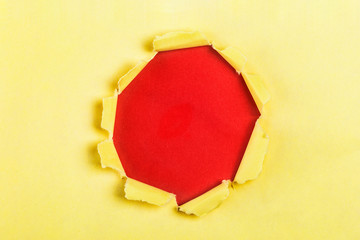 Yellow Torn Paper hole, horizontal 