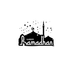 Illustration vector graphic of ramadan kareem sticker with black and white color perfect for advertisement and etc