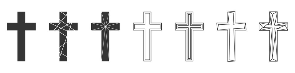 Set of Christian Cross. Abstract vector icons.