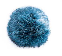 Natural fur on a white background. Gray-blue piece of fur. Fur on a white background. Fur texture
