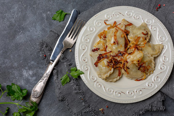 Homemade dumplings with cabbage.