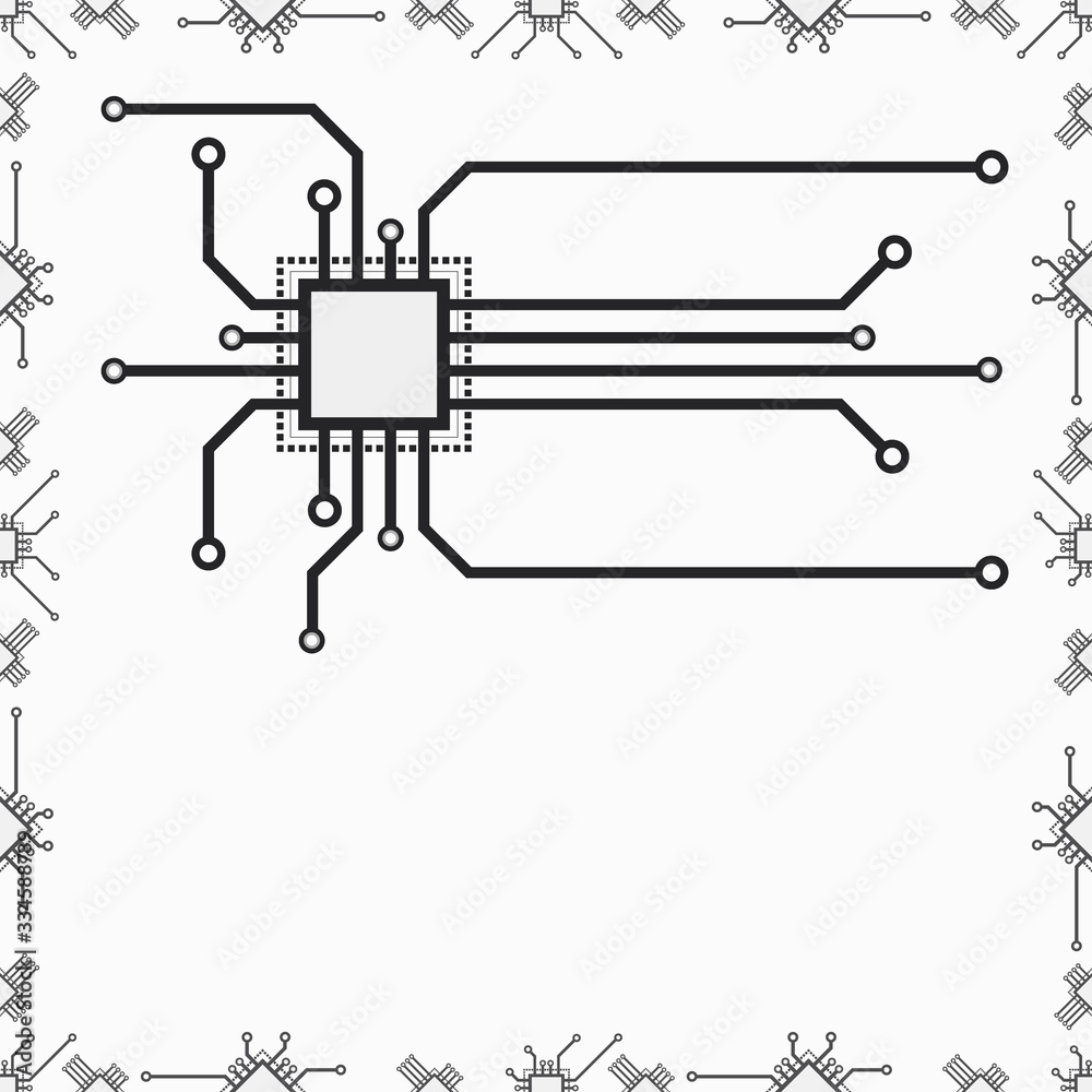 Poster Seamless vector chip pattern background. Seamless vector circuit pattern.