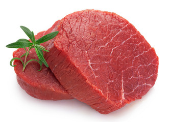 Raw beef meat on white background