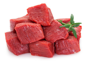 Raw beef meat on white background - 334589136