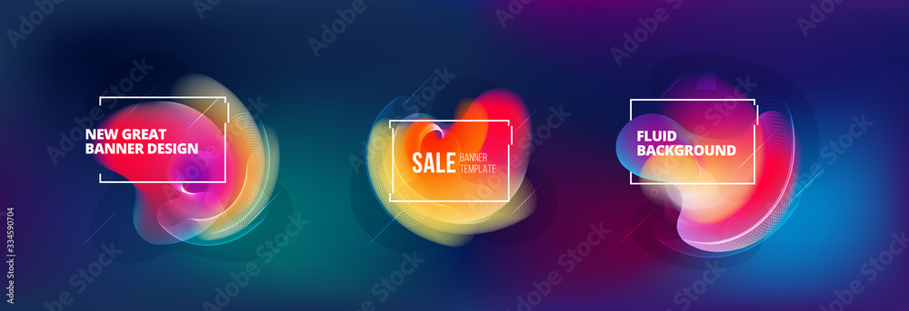 Wall mural set of abstract liquid elements for background design. fluid dynamic graphic element for modern bann