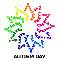 Autism Awareness Day. Colorful vector flower	