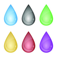 Colored liquid drop set vector design illustration isolated on white background
