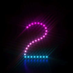 Pink blue dot light font Number 2 TWO 3D